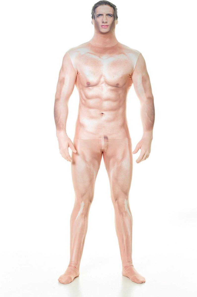 Morphsuits™ Censored Naked Sexy Man Faux Real Morphsuit - SecondSkin - Verkleedkleding - 152/160 cm