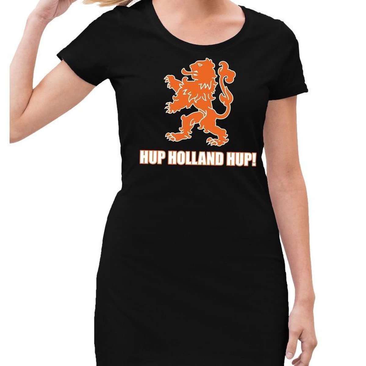 Nederland supporter jurkje Hup Holland Hup zwart voor dames - landen kleding S