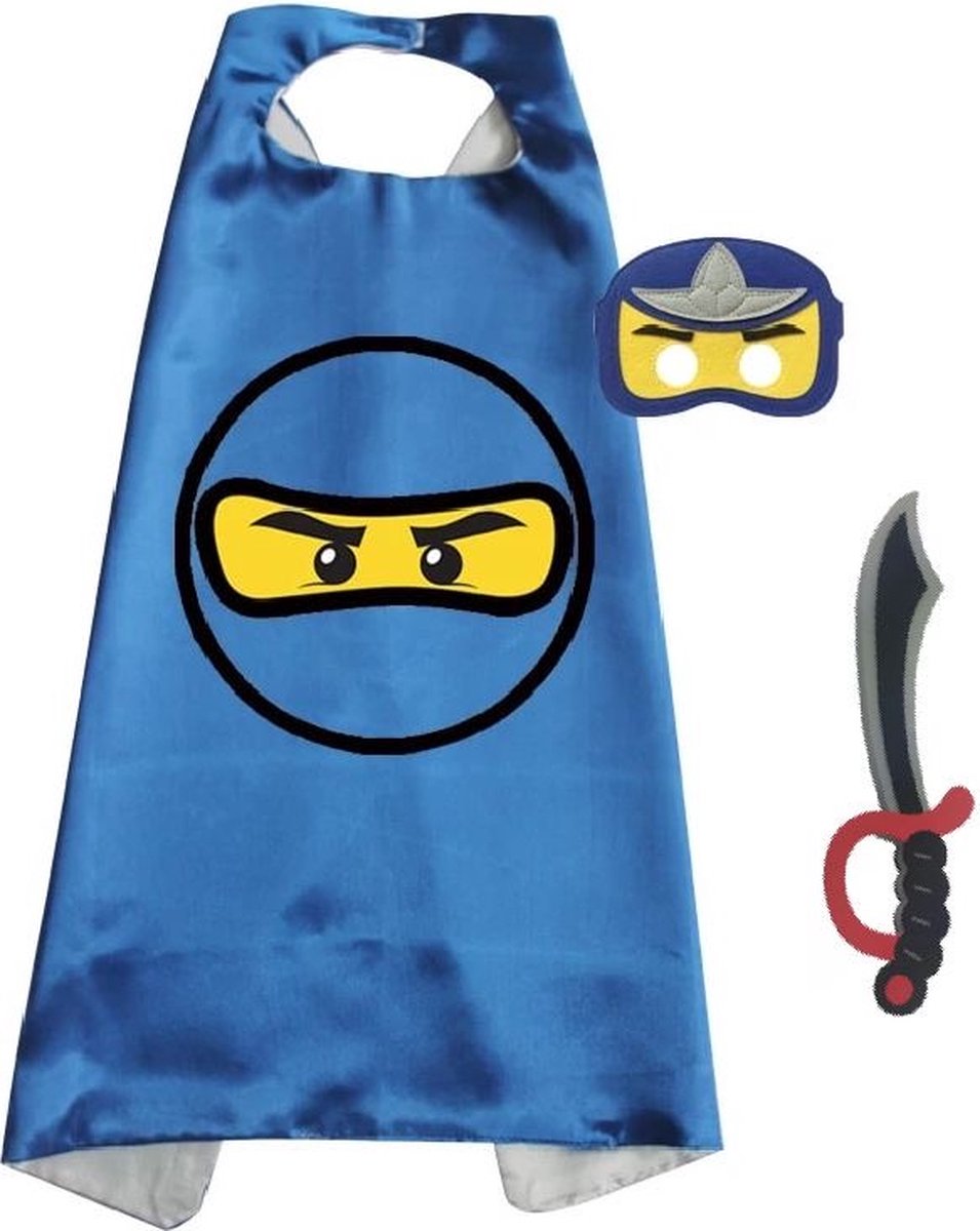 Ninjago Cape - Masker - Zwaard - Verkleedkleding - Kinderen - Blauw