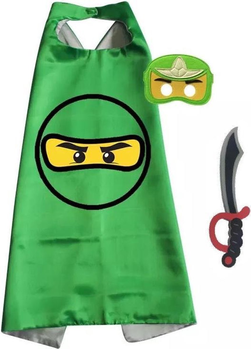 Ninjago Cape - Masker - Zwaard - Verkleedkleding - Kinderen - Groen