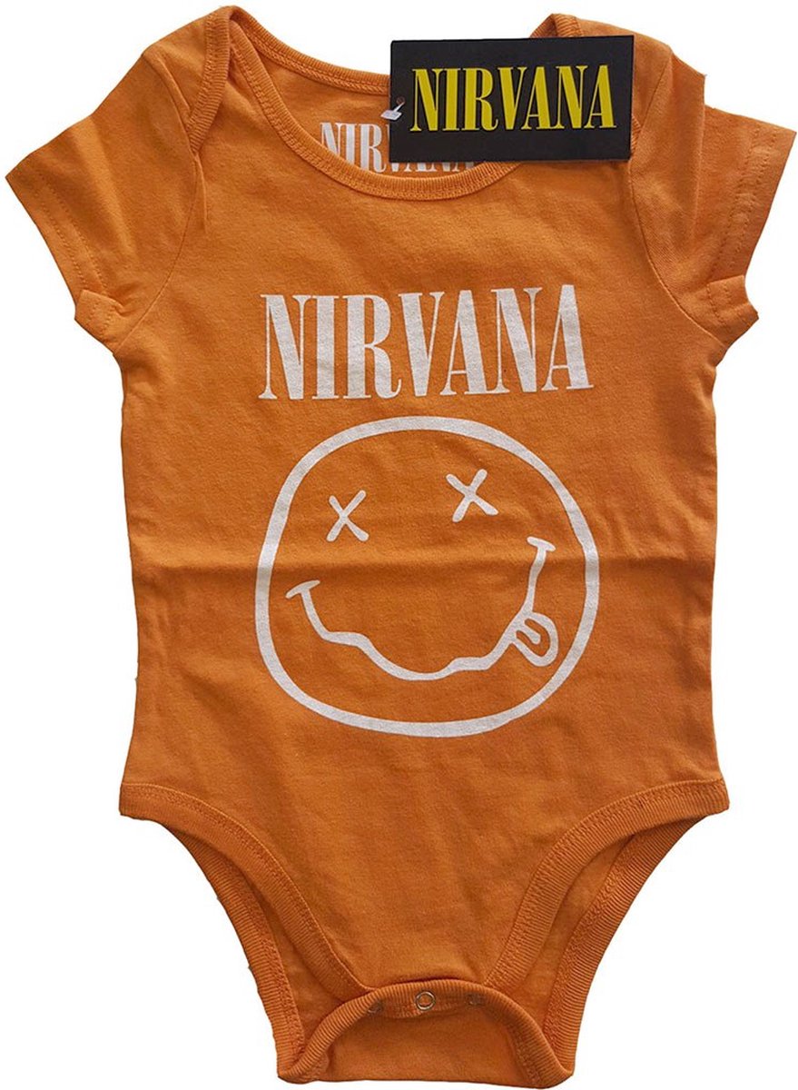 Nirvana Baby romper -Kids tm 2 jaar- White Smiley Oranje