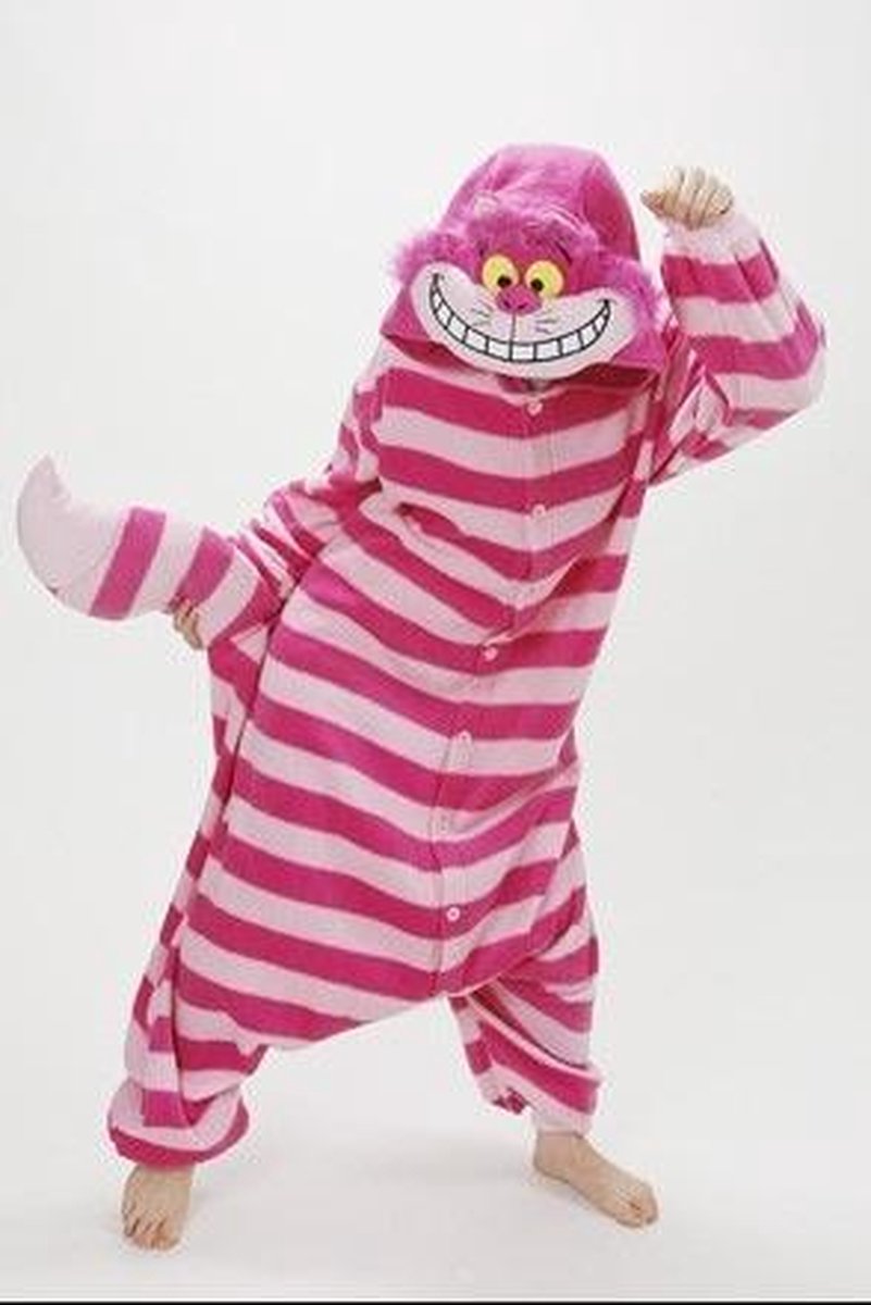 Onesie Cheshire Cat pak kind roze kat - maat 110-116 - Alice in Wonderland jumpsuit pyjama