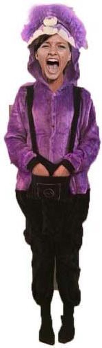 Onesie Evil Minion paars pak kostuum Despicable Me - maat S-M - Minionpak jumpsuit huispak