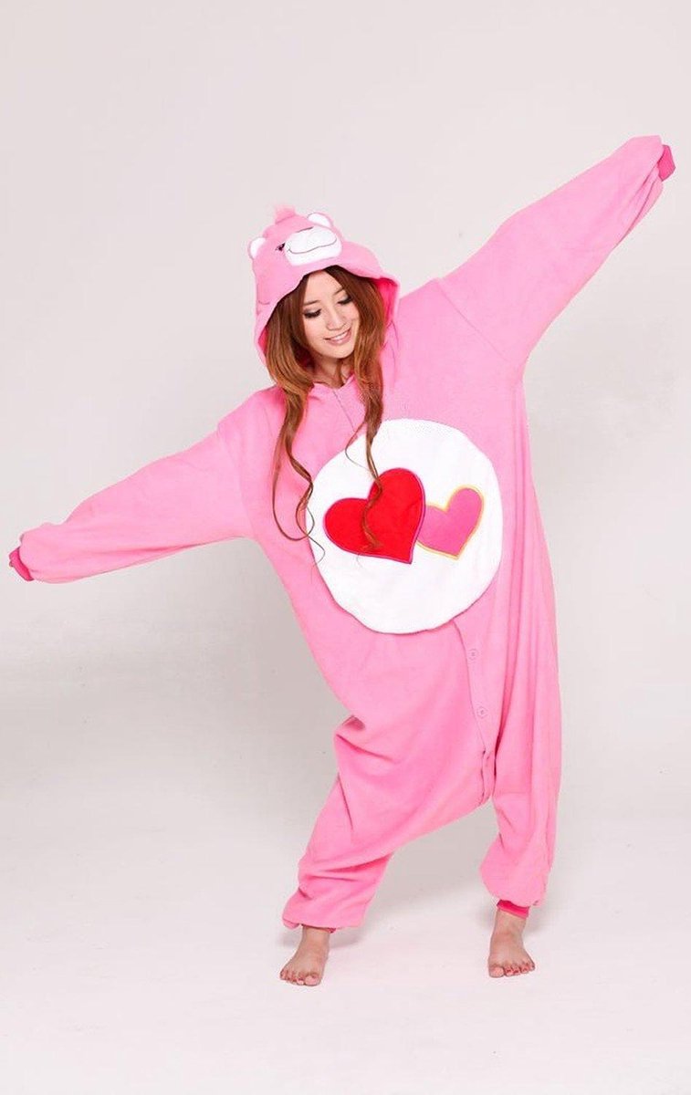 Onesie Troetelbeer roze hart - maat 68-74 - baby pakje Troetelbeertjes Love-a-Lot kostuum berenpak beer pyjama romper
