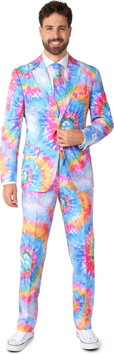OppoSuits Mr. Tie Dye - Heren Pak - Flower Power Kostuum - Meerkleurig - Maat EU 50