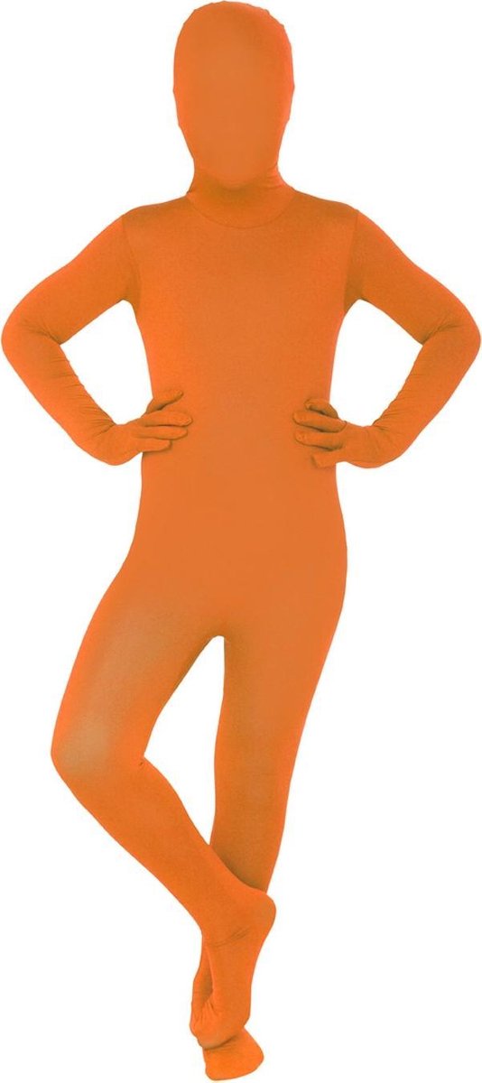 Oranje Morphsuit voor kinderen | Second skin pak maat 104/116