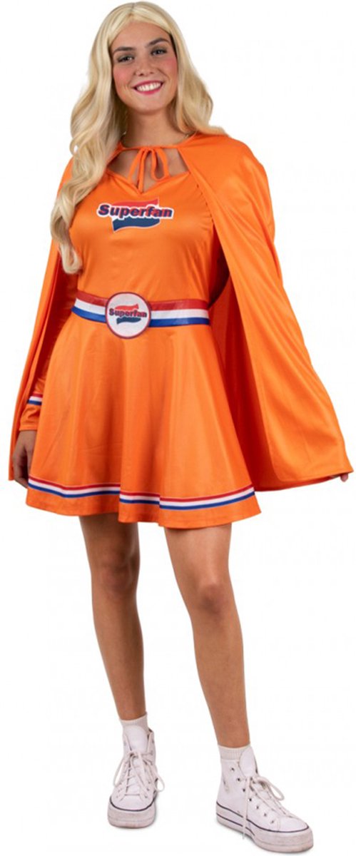 Oranje Superfan jurk - Verkleedjurk - Verkleedkleding - Carnaval kostuum - Dames - Koningsdag - EK - WK - Voetbal - Polyester - oranje - Maat 34/36
