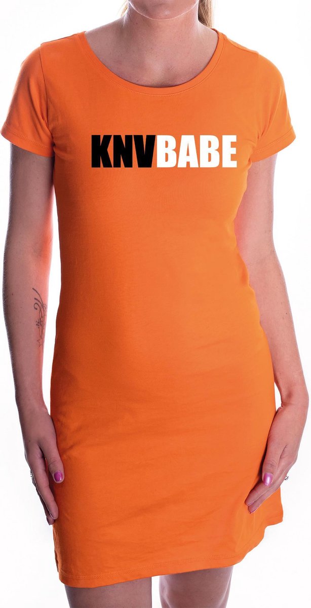 Oranje fan jurkje voor dames - Knvbabe - Nederland supporter - EK/ WK dress / outfit L