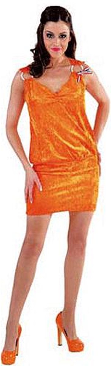 Oranje fluwelen jurkje 36 (s)