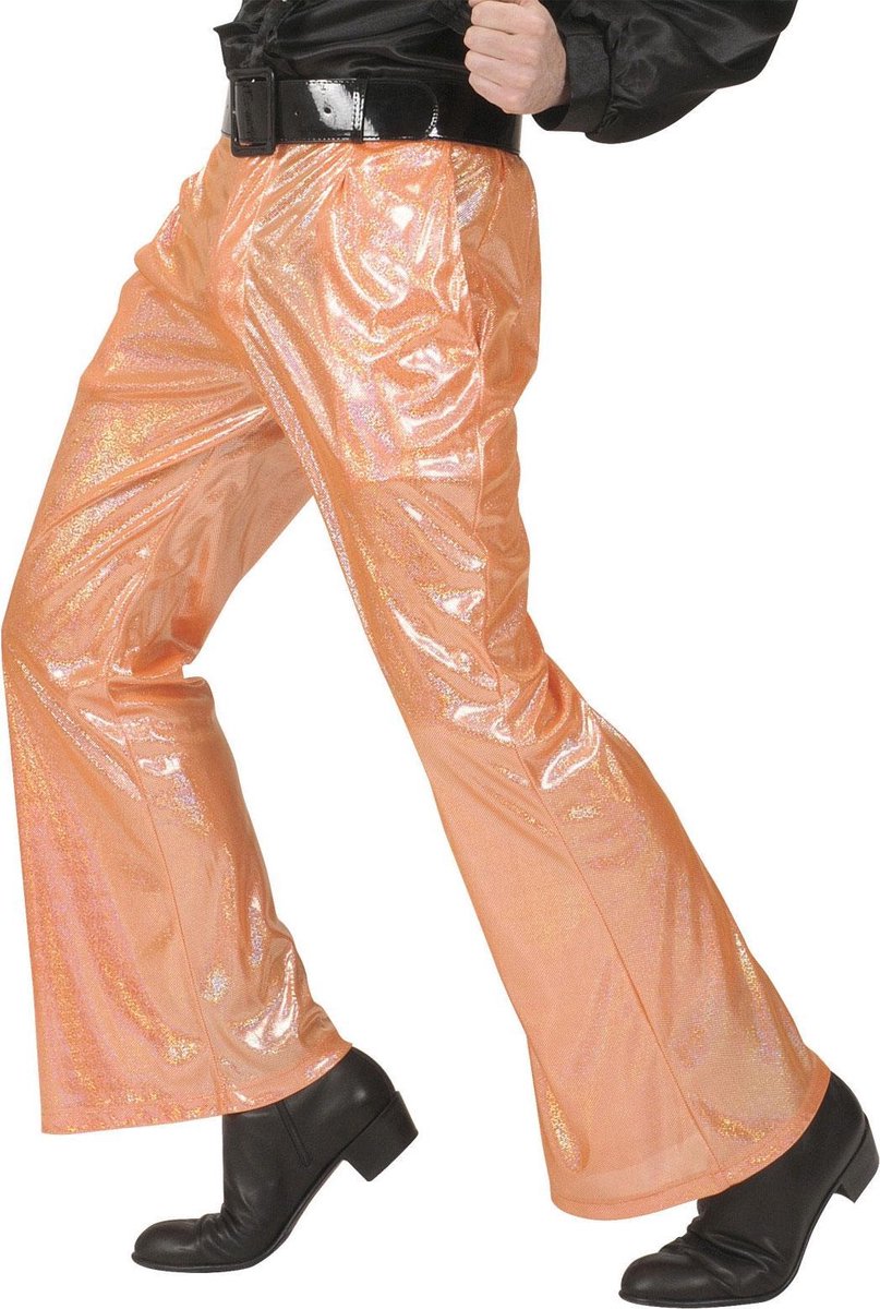 Oranje glitter disco broek voor mannen - Verkleedkleding