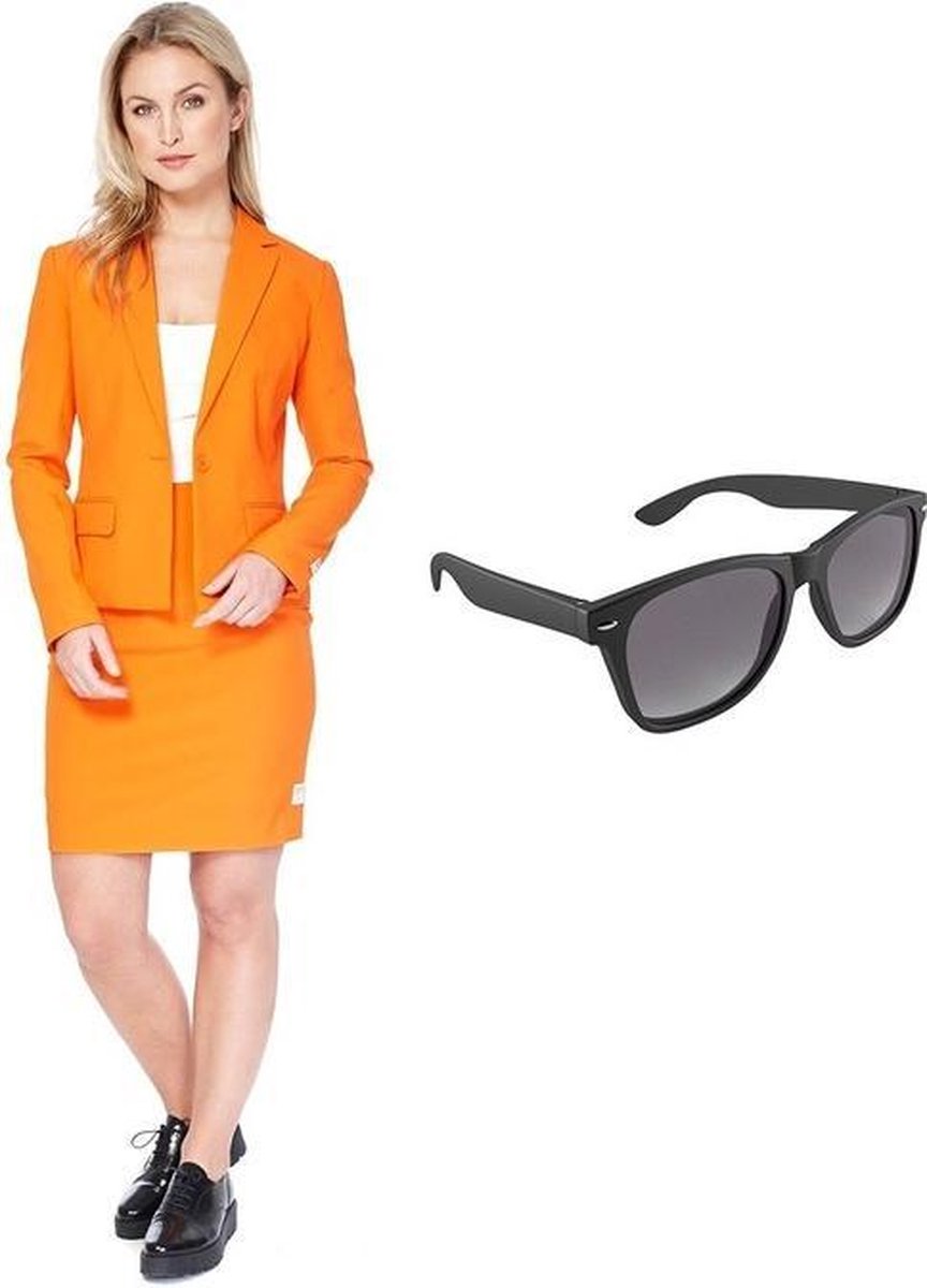 Oranje mantelpak kostuum - maat 36 (S) met gratis zonnebril