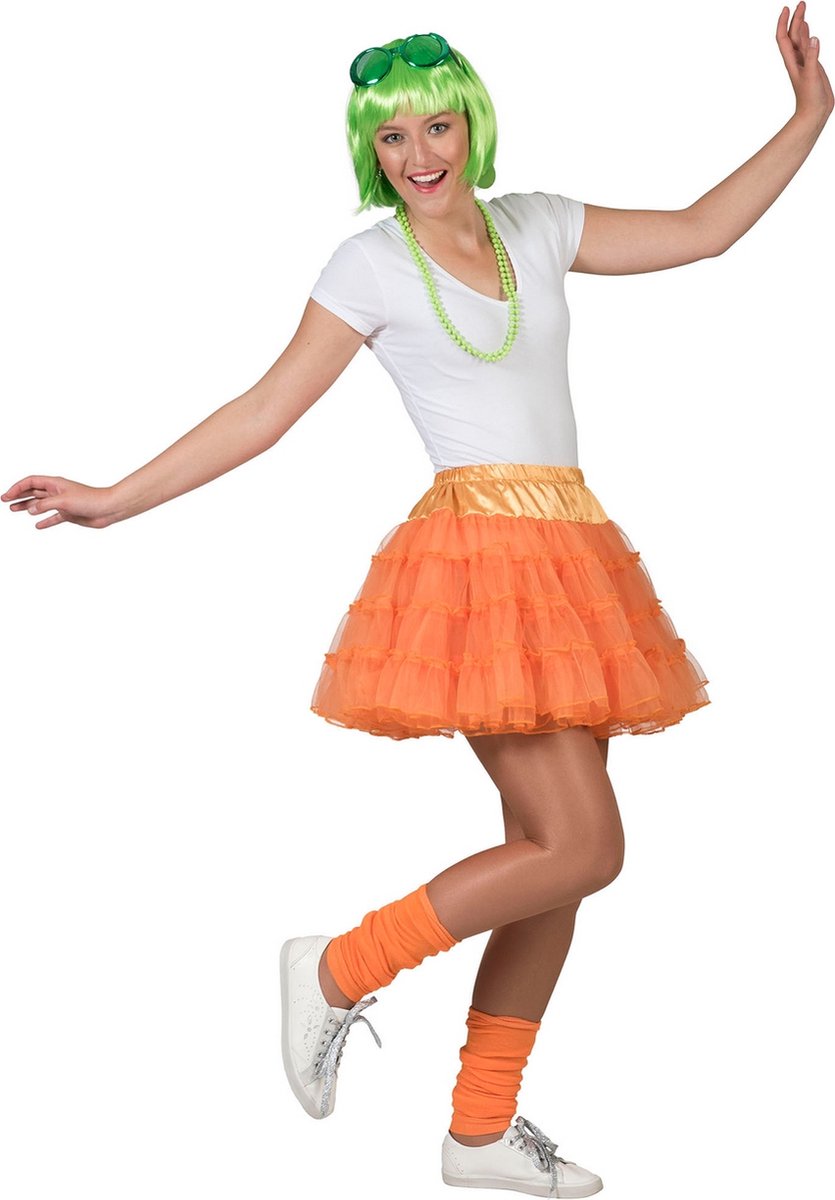 Pierros - Dans & Entertainment Kostuum - Fleurige Oranje Petticoat Karina Orange - Vrouw - oranje - One Size - Carnavalskleding - Verkleedkleding