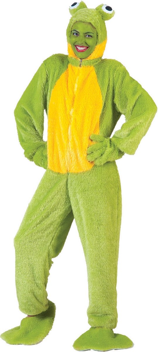 Pierros - Kikker Kostuum - Kikker Kostuum - geel,groen - Maat 36-38 - Carnavalskleding - Verkleedkleding