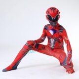 Premium Power Rangers Kostuum - Carnaval - Jongen - Halloween - Verkleedkleren Jongens - Speelgoed - Rood - 110/116