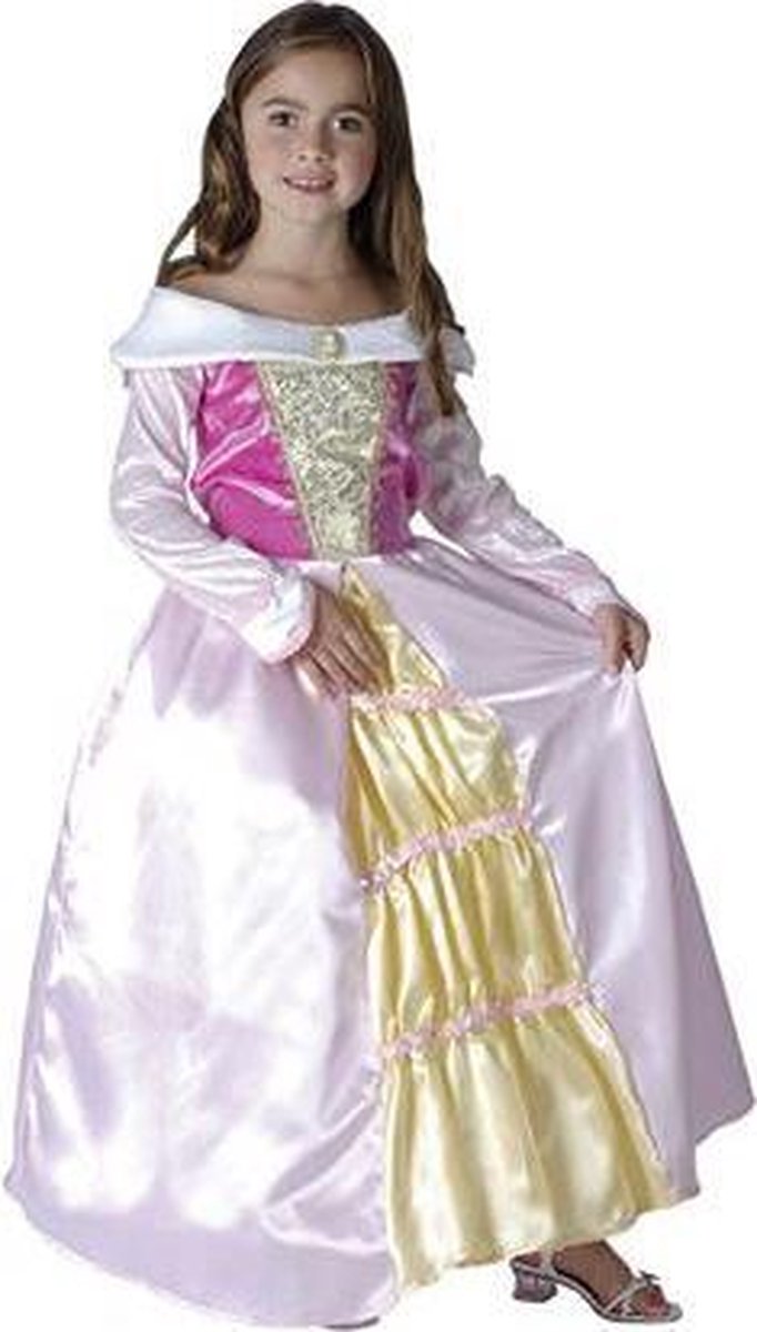 Prinsessen verkleed jurk voor meisjes wit/roze - Assepoester/Cinderella 140