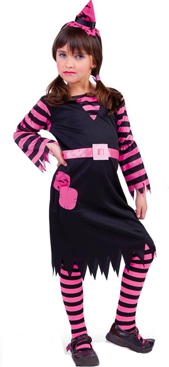 RUBIES FRANCE - Zwarte en roze heksen outfit voor meisjes - 122/128 (7-8 jaar)