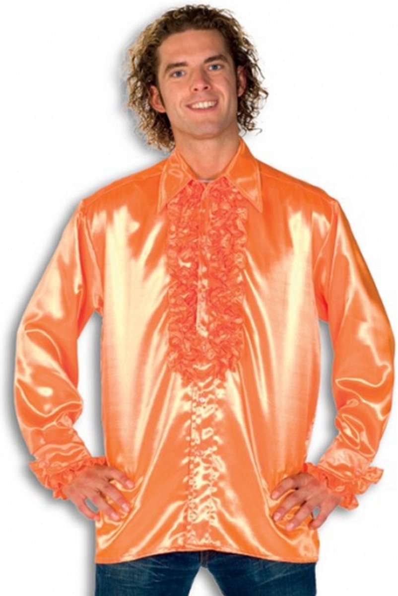 Rouche overhemd voor heren oranje 56 (2xl)