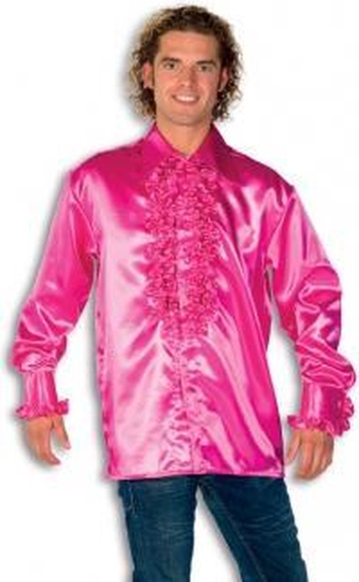 Rouche overhemd voor heren roze Xl