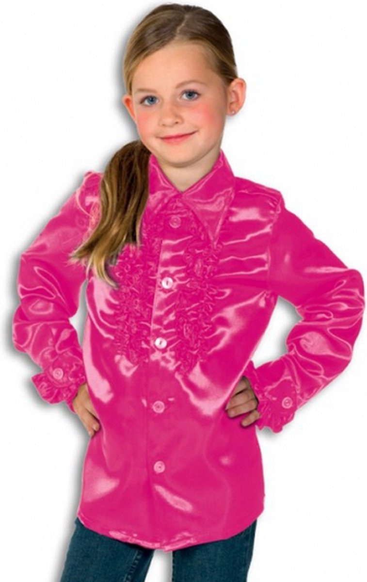 Rouches blouse roze voor kids 140