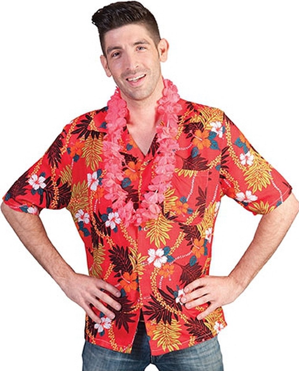 Roze Hawaii blouse met tropische print 56-58 (2xl/3xl)