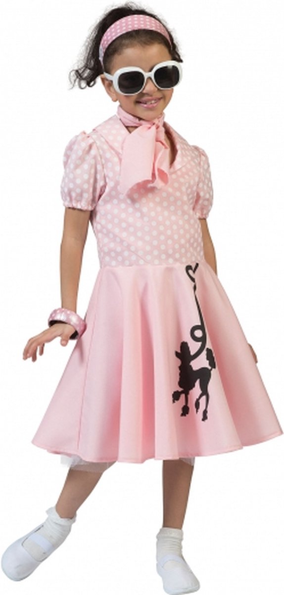 Roze jaren 50 meisjes jurkje 122-134 (7-9 jaar)