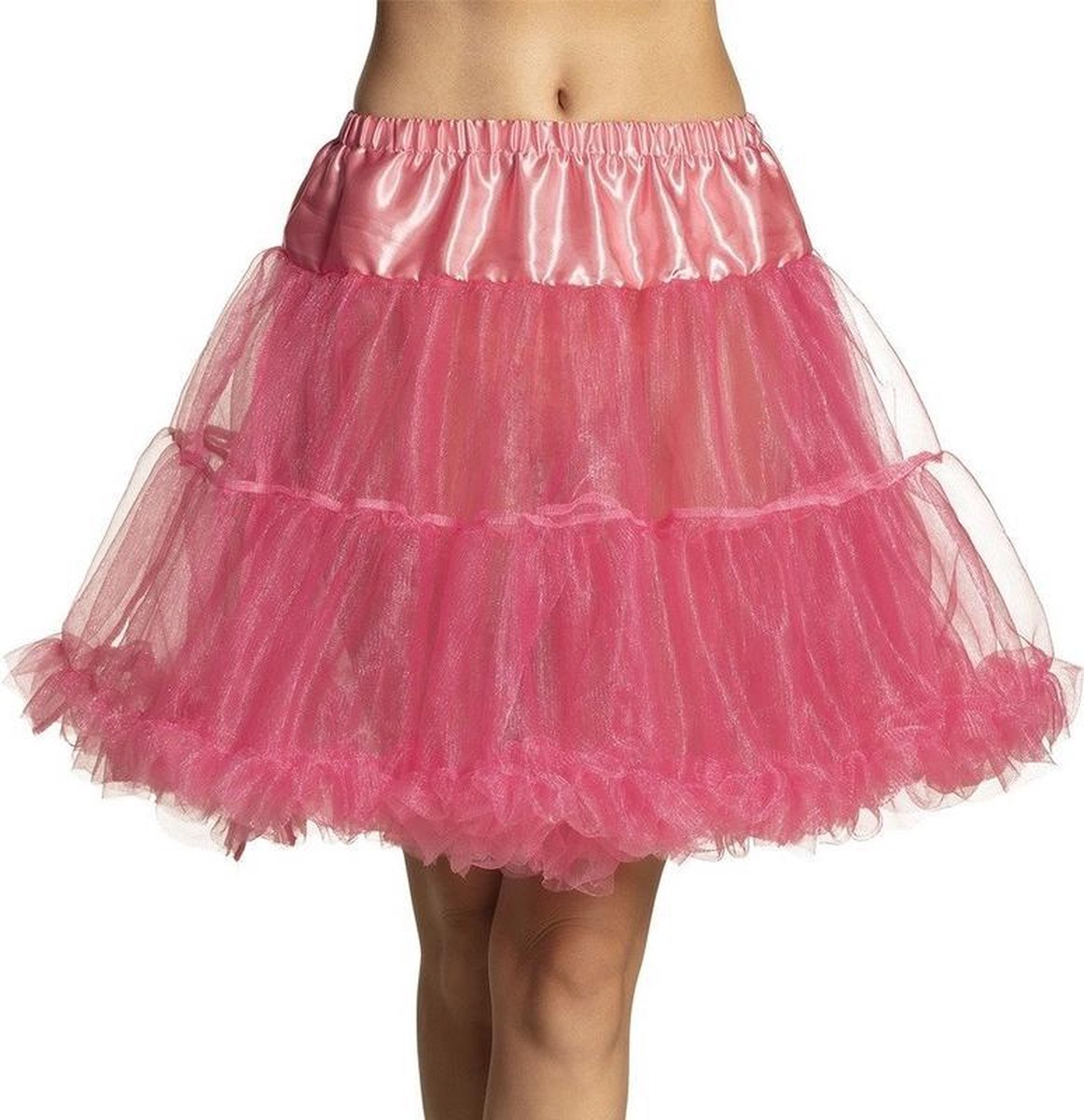 Roze verkleed petticoat rok voor dames 45 cm - roze verkleedkleding rokken