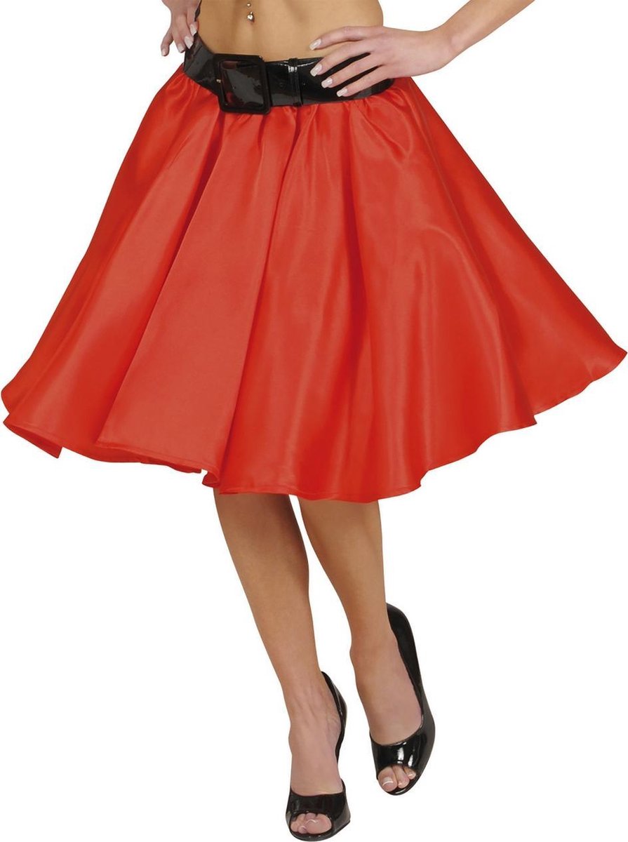 Satijnen Rokje Met Petticoat Rood | One Size