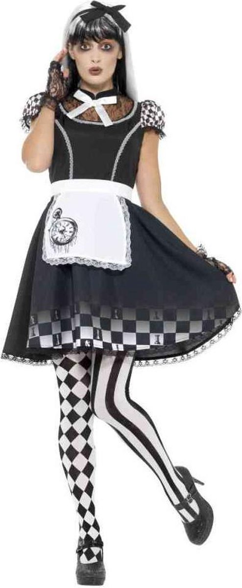 Smiffy's - Alice In Wonderland Kostuum - Gotische Alice In Wonderland - Vrouw - zwart - Extra Small - Halloween - Verkleedkleding