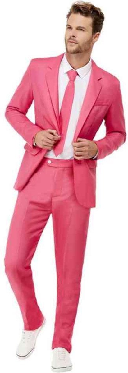 Smiffys Kostuum -L- Solid Colour Suit Roze