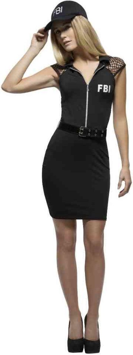 Smiffy's - Politie & Detective Kostuum - Hete Fbi Agente - Vrouw - zwart - Medium - Carnavalskleding - Verkleedkleding