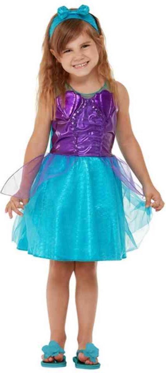 Smiffy's - Zeemeermin Kostuum - Kleine Zeemeermin Prinses Ariel - Meisje - blauw,paars - Maat 116 - Carnavalskleding - Verkleedkleding