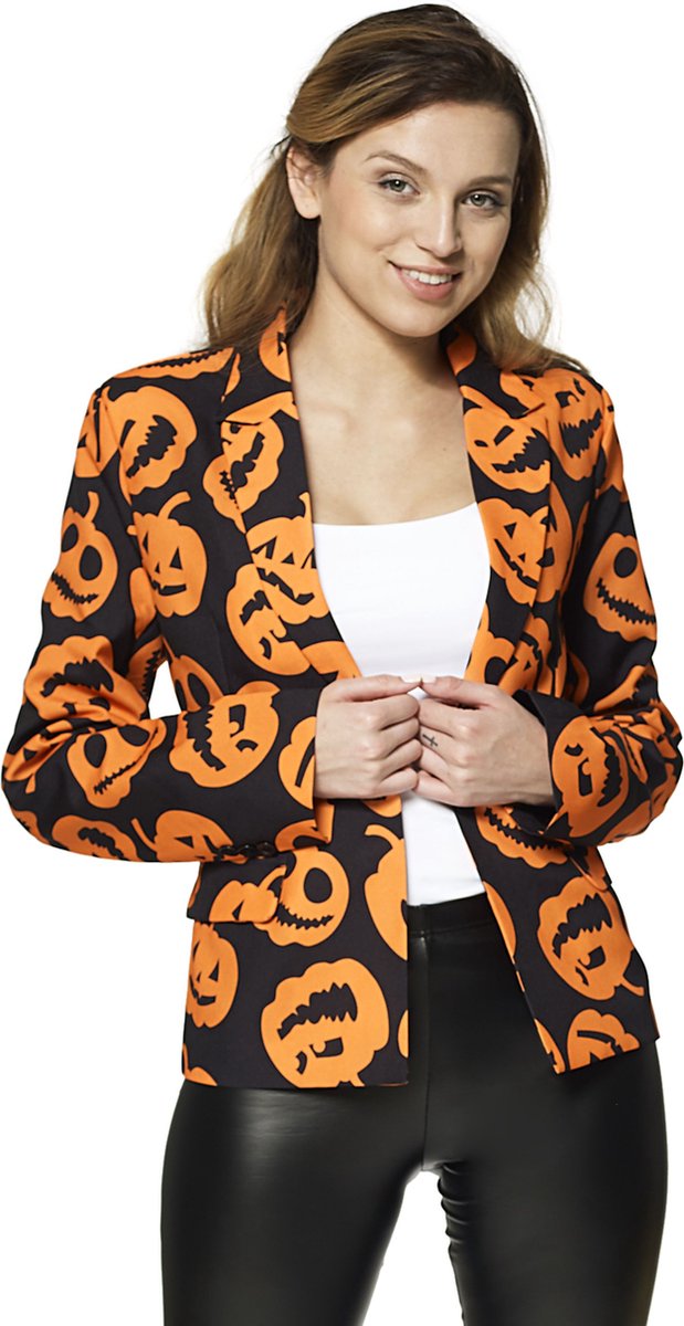 Suitmeister Pumpkin Blazer - Dames Colbert - Groen & Oranje - Halloween - Maat S