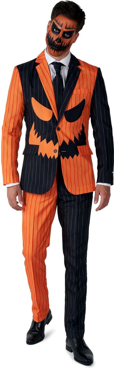 Suitmeister Pumpkin - Mannen Kostuum - Jack-O-Lantern Outfit - Pompoenpak - Oranje - Halloween - Maat XL