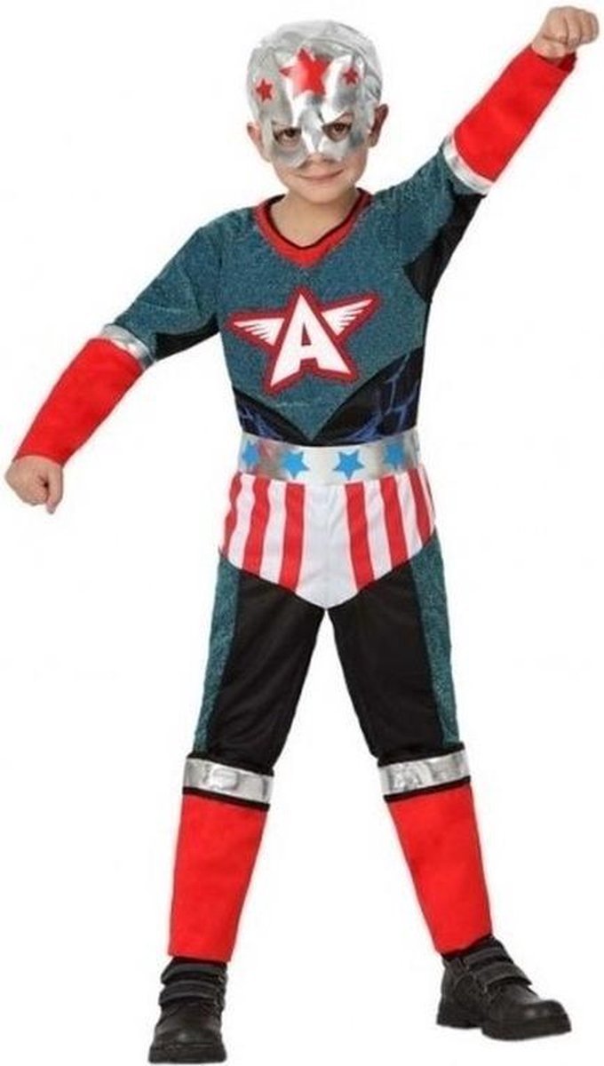 Superhelden kapitein Amerika verkleed set / kostuum voor jongens - carnavalskleding - voordelig geprijsd 140