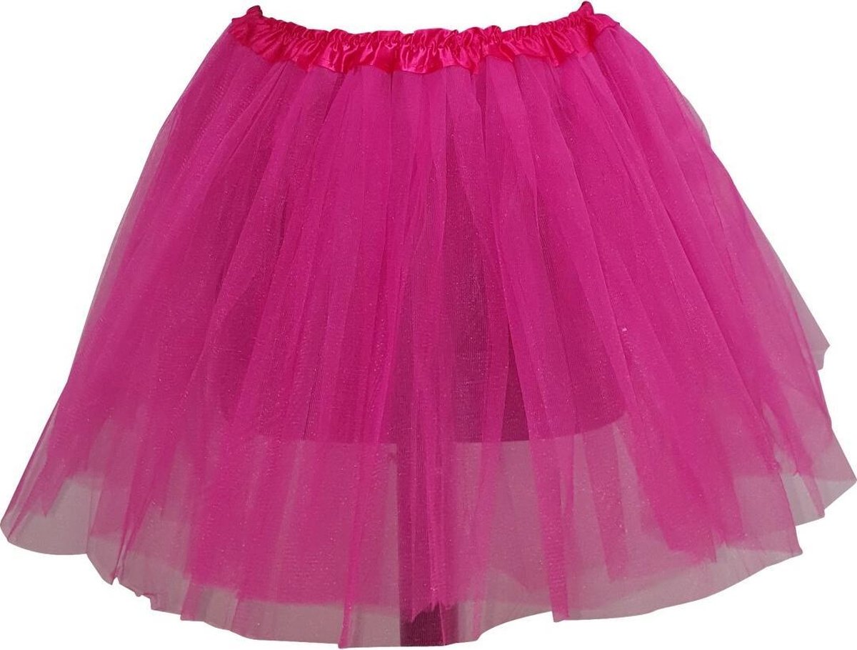 Tutu - Petticoat - Tule rokje - Fuchsia/ donker roze - 40 cm - 3 lagen tule - Ballet rokje
