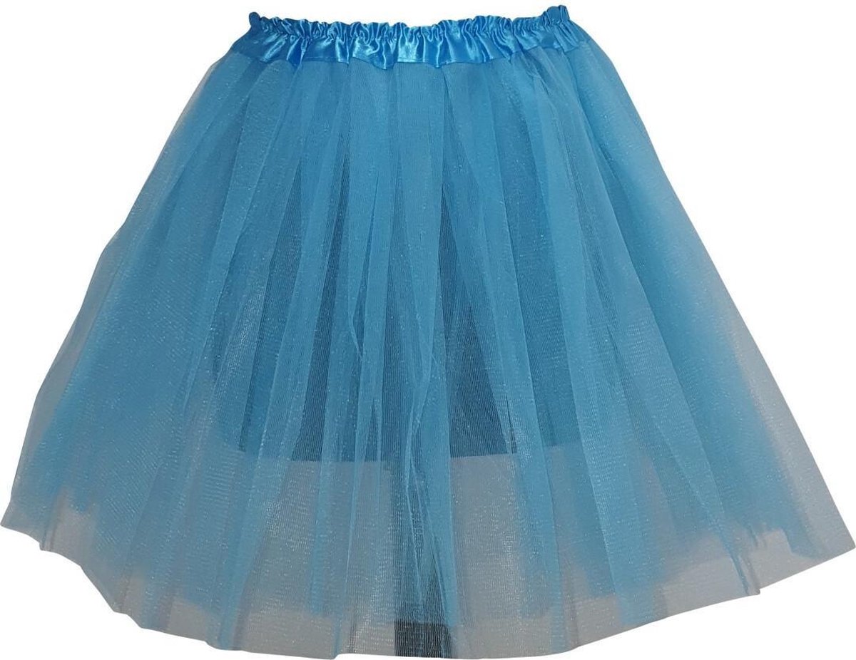 Tutu - dames met glitter - petticoat - 40 cm - tule rokje - turquoise - 3 lagen - musical - verjaardag - sinterklaas - kerstmis - carnaval - ballet - ballerina