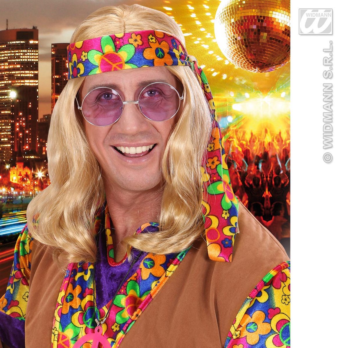 WIDMANN - Blonde hippie feestpruik voor volwassenen