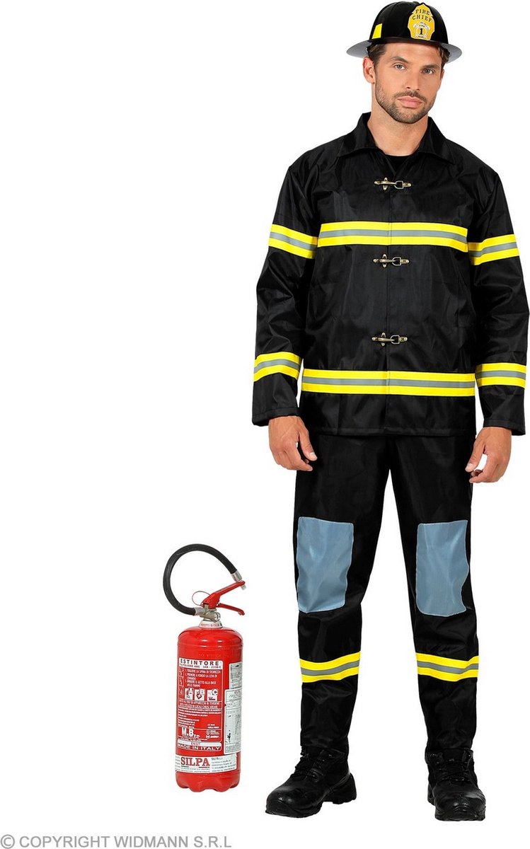 Widmann - Brandweer Kostuum - Vuurbestrijdende Levensredder Brandweerman Kostuum - geel,zwart - XXL - Carnavalskleding - Verkleedkleding