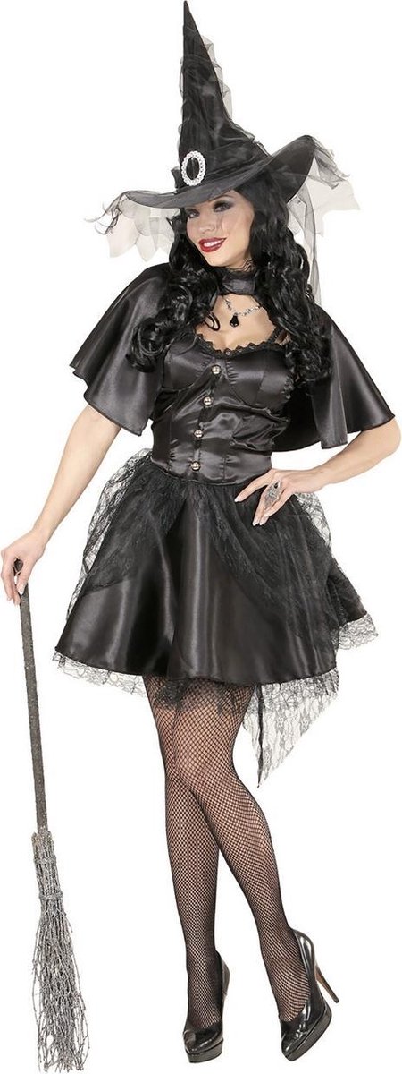 Widmann - Heks & Spider Lady & Voodoo & Duistere Religie Kostuum - Heks Margarita - Vrouw - zwart - Medium - Halloween - Verkleedkleding