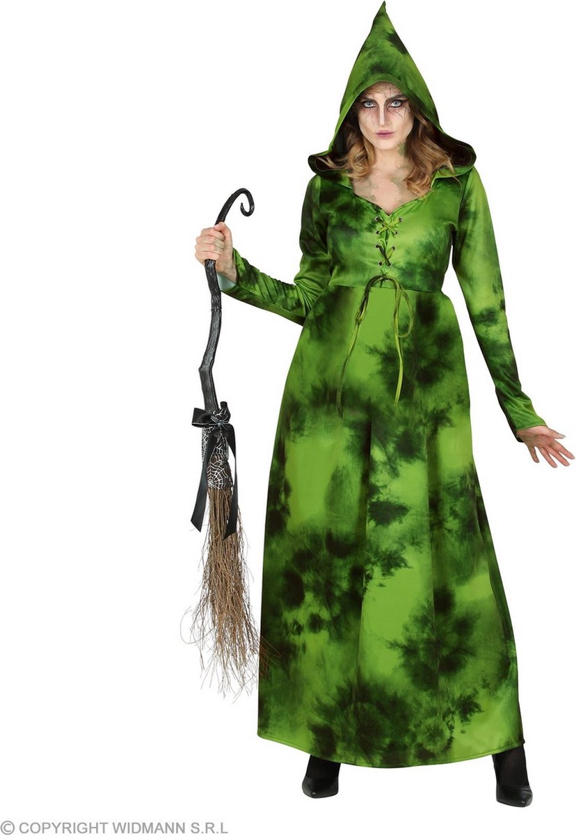Widmann - Heks & Spider Lady & Voodoo & Duistere Religie Kostuum - Heks Van Het Zwarte Woud - Vrouw - groen - Large - Halloween - Verkleedkleding