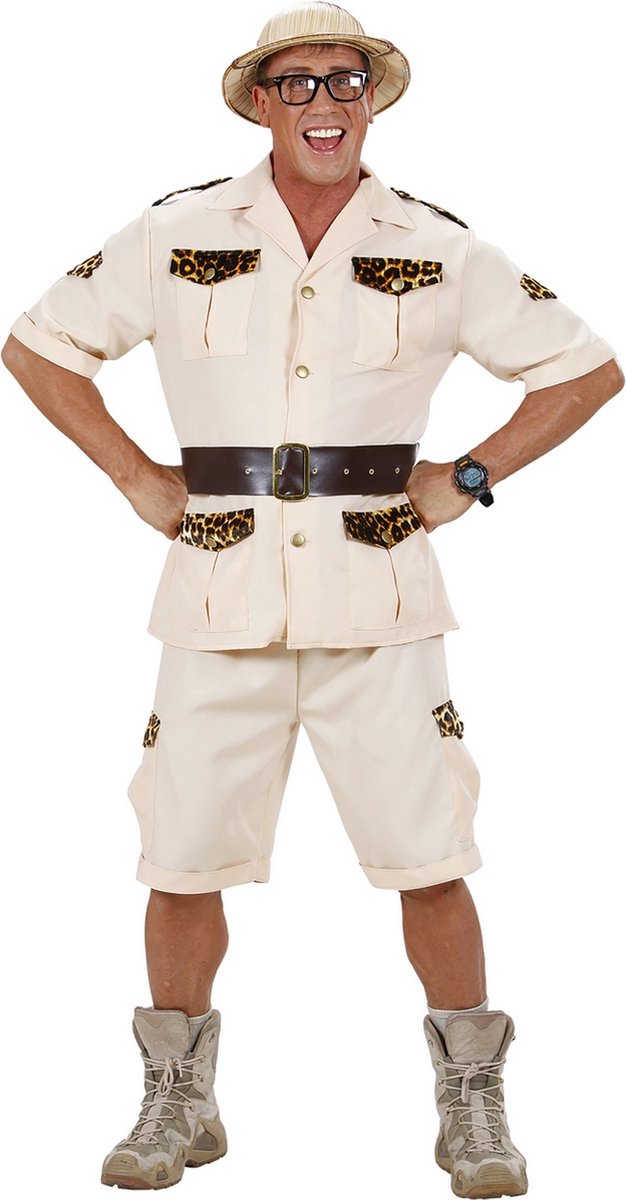 Widmann - Jungle & Afrika Kostuum - Safari - Man - bruin,wit / beige - Medium - Carnavalskleding - Verkleedkleding