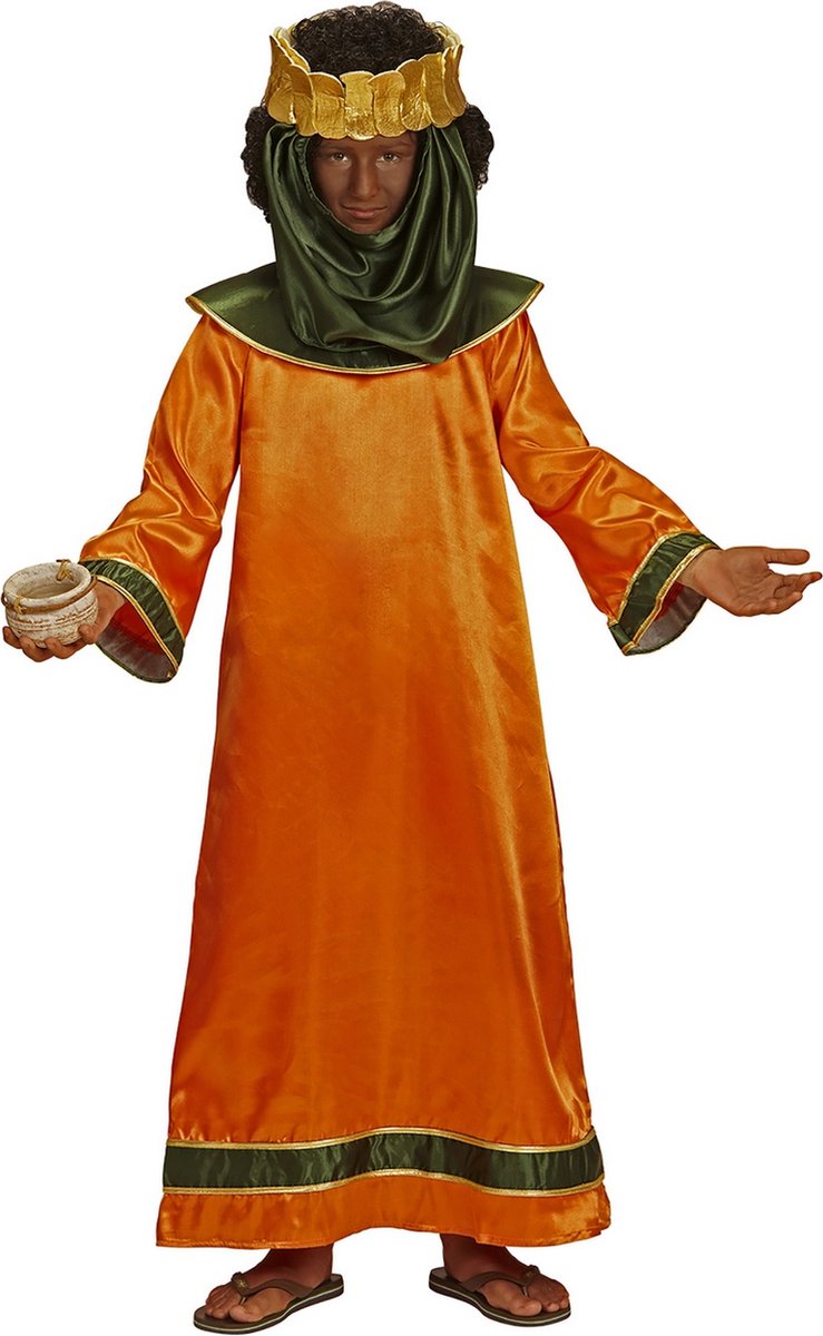Widmann - Koning Prins & Adel Kostuum - Bijbelse Koning Salomo - Jongen - oranje - Maat 128 - Carnavalskleding - Verkleedkleding