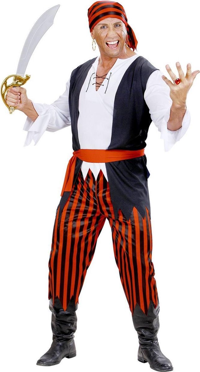 Widmann - Piraat & Viking Kostuum - Caribische Piraat Blauwbaard Rood Zwart Wit - Man - rood - Medium - Carnavalskleding - Verkleedkleding