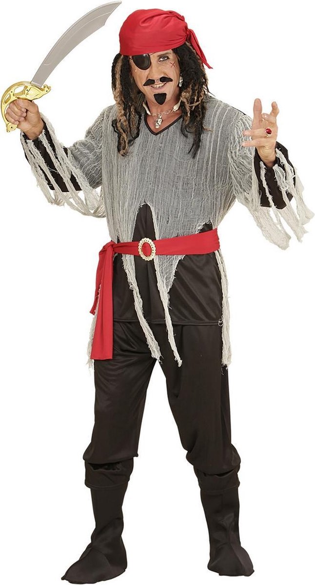 Widmann - Piraat & Viking Kostuum - Vroeg Tijdperk Piratenheer - Man - zwart - Small - Carnavalskleding - Verkleedkleding