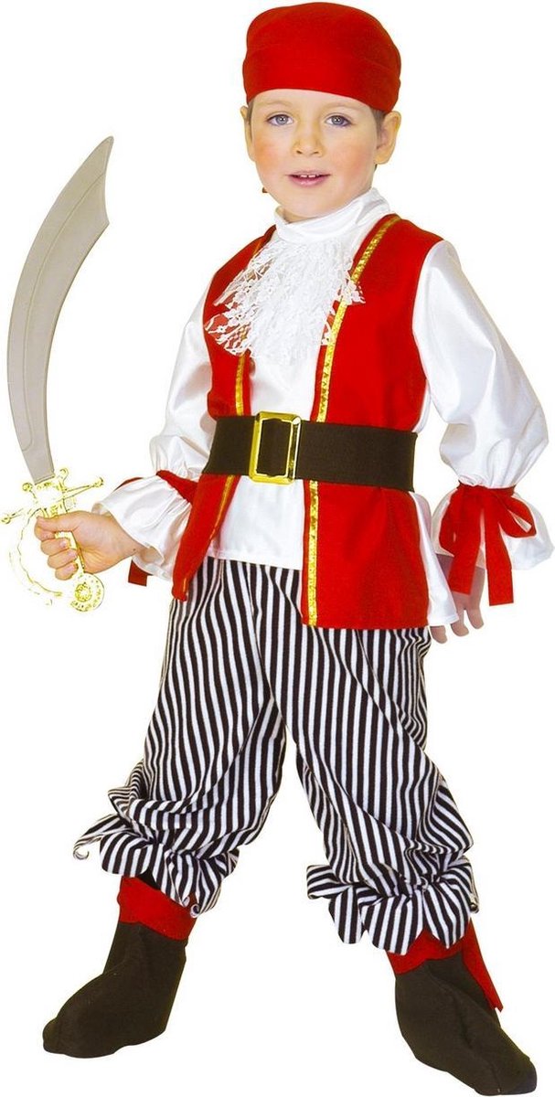 Widmann - Piraat & Viking Kostuum - Zuiderzee Zeerover Grote Buit Kind Kostuum - rood - Maat 110 - Carnavalskleding - Verkleedkleding