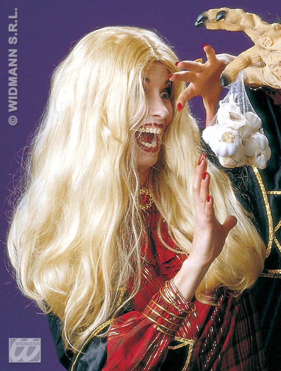Widmann -Pruik, Heks Morgana Blond - blond - Halloween - Verkleedkleding