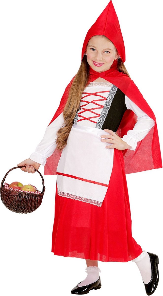 Widmann - Roodkapje Kostuum - Roodkapje Kind Uit Een Sprookje - Meisje - rood - Maat 140 - Carnavalskleding - Verkleedkleding