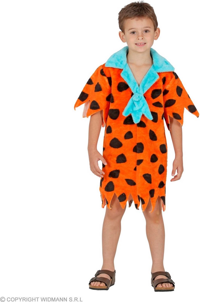 Widmann - The Flintstones Kostuum - Bam Bam Flintsteen - Jongen - oranje - Maat 116 - Carnavalskleding - Verkleedkleding