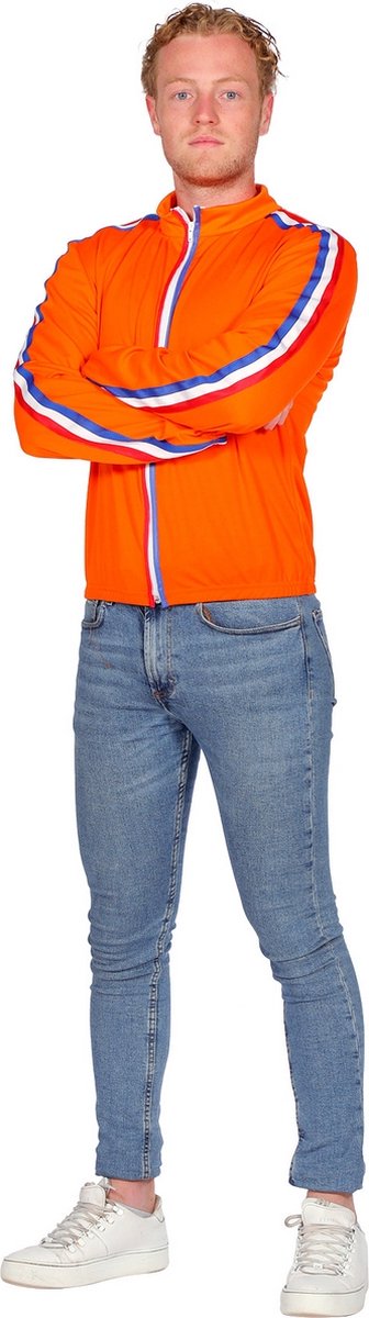 Wilbers - 100% NL & Oranje Kostuum - Sportief Oranje Trainingsjack Holland Man - oranje - Large - Carnavalskleding - Verkleedkleding