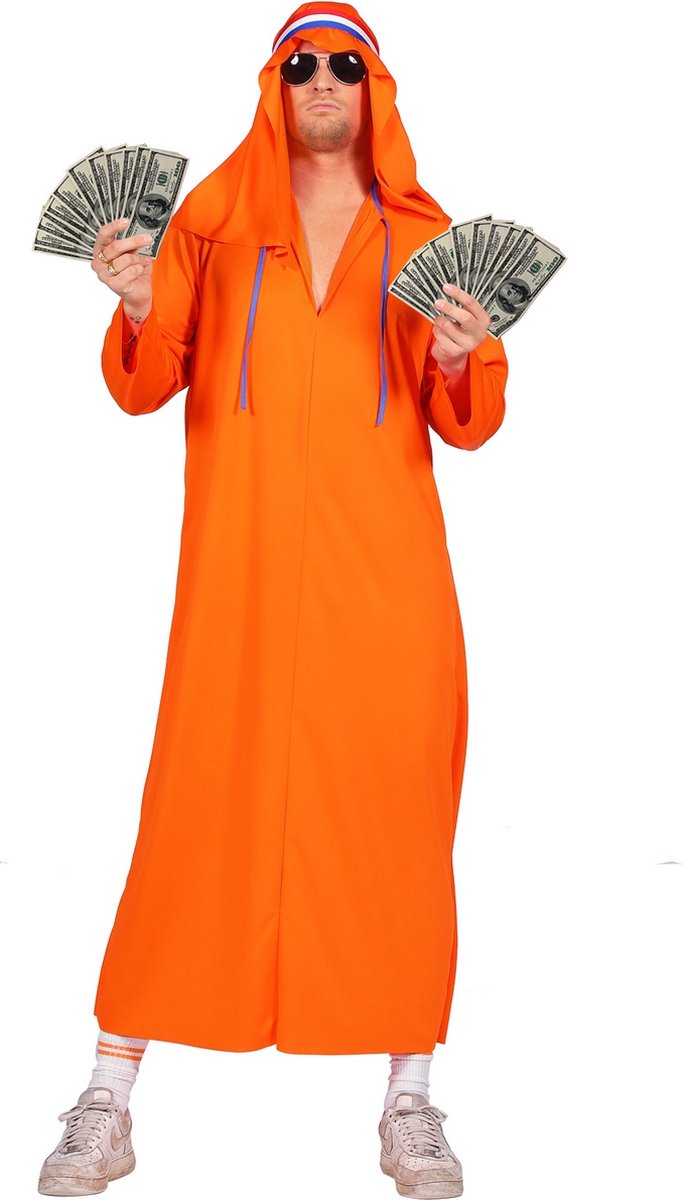 Wilbers - 1001 Nacht & Arabisch & Midden-Oosten Kostuum - Enorm Rijke Chique Sheik Oranje Holland - Sjeik Kostuum - - Man - oranje - Large - Carnavalskleding - Verkleedkleding
